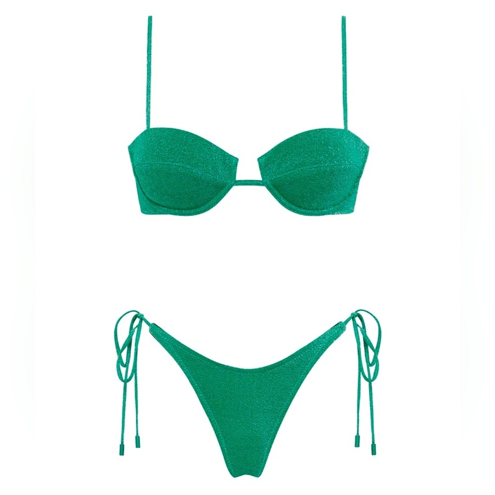 TRIANGL Mala Jaded Sparkle Green Bikini Set SMALL NEW